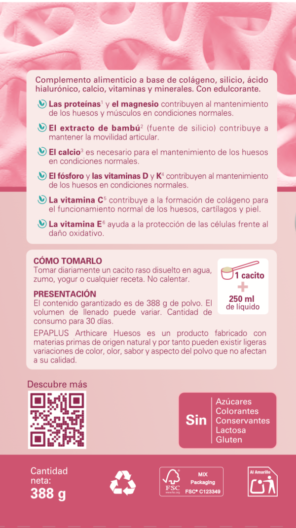 EPAPLUS Arthicare Huesos. Sabor vainilla