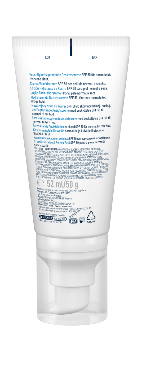CERAVE Loción Hidratante de Rostro SPF 50