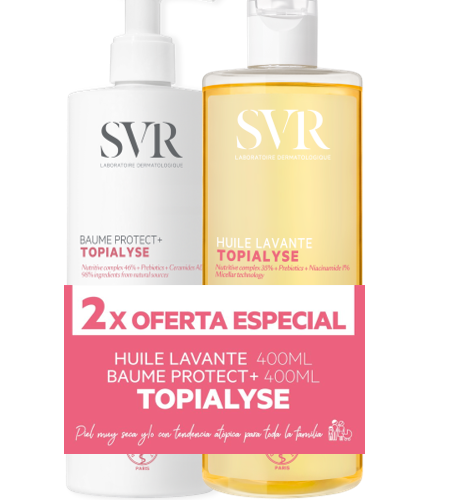 SVR  TOPIALYSE | Piel muy seca a atópica Baume Protect+GEL Huile lavant 400+400 ml