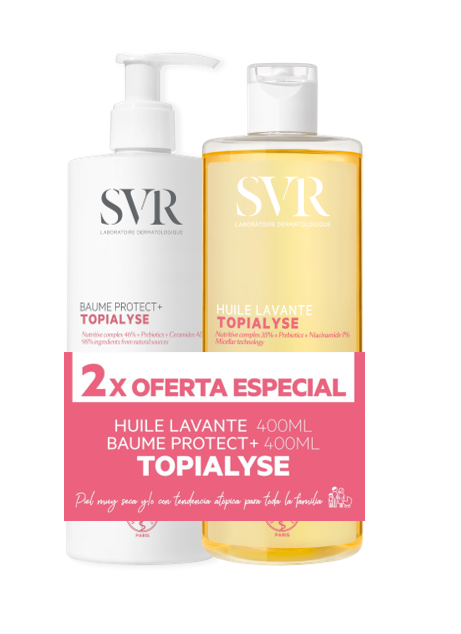 3662361005505_TOPIALYSE DUO Baume Protect+ Huile 400 ML SVR TOPIALYSE | Piel muy seca a atópica Baume Protect+GEL Huile lavant 400+400 ml
