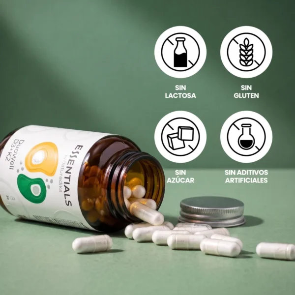 NATURADIKA Suplemento de Vitamina D3 con Vitamina K2 MenaQ7® DuoWell D3+K2 30 caps