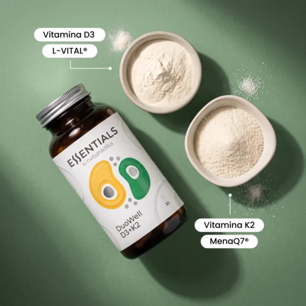 NATURADIKA Suplemento de Vitamina D3 con Vitamina K2 MenaQ7® DuoWell D3+K2 30 caps