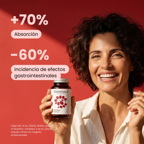 NATURADIKA Hierro SunActive®, Vitamina C y Folato Activo (5-MTHF) FerMax Active 30 caps.