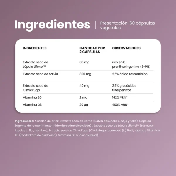 NATURADIKA Suplemento para menopausia y sofocos Meno Essence 60 caps
